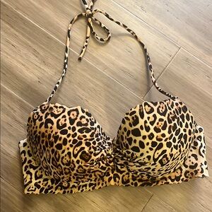 Victoria’s Secret Leopard Print Halter Bikini Top  34C